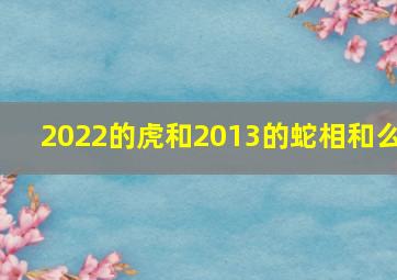 2022的虎和2013的蛇相和么