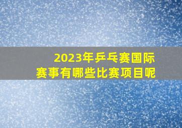 2023年乒乓赛国际赛事有哪些比赛项目呢