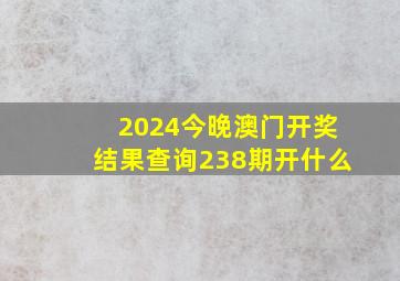 2024今晚澳门开奖结果查询238期开什么