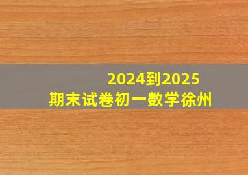 2024到2025期末试卷初一数学徐州