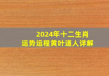 2024年十二生肖运势运程黄叶道人详解