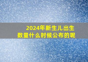 2024年新生儿出生数量什么时候公布的呢