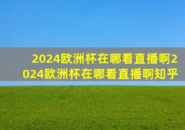 2024欧洲杯在哪看直播啊2024欧洲杯在哪看直播啊知乎