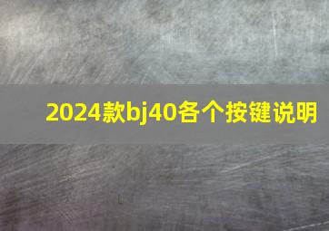 2024款bj40各个按键说明