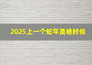 2025上一个蛇年是啥时候