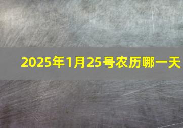 2025年1月25号农历哪一天