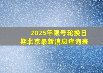 2025年限号轮换日期北京最新消息查询表