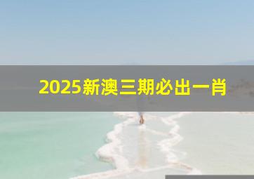 2025新澳三期必出一肖