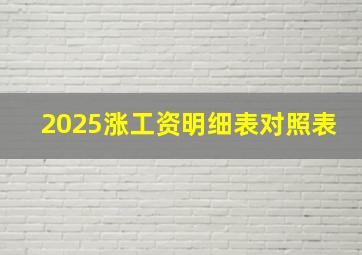 2025涨工资明细表对照表