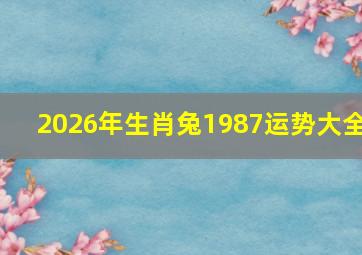 2026年生肖兔1987运势大全