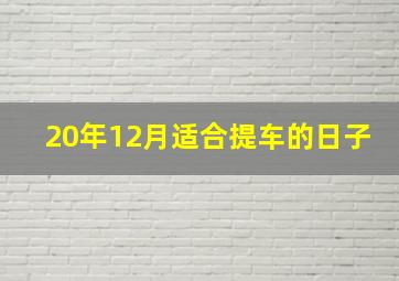 20年12月适合提车的日子