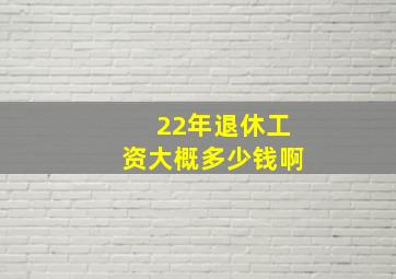 22年退休工资大概多少钱啊