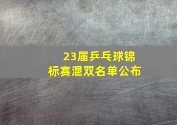 23届乒乓球锦标赛混双名单公布