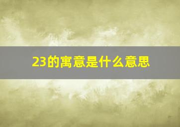 23的寓意是什么意思