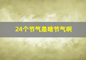 24个节气是啥节气啊