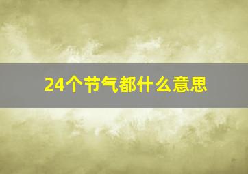 24个节气都什么意思