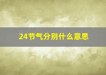 24节气分别什么意思