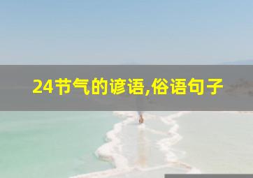 24节气的谚语,俗语句子