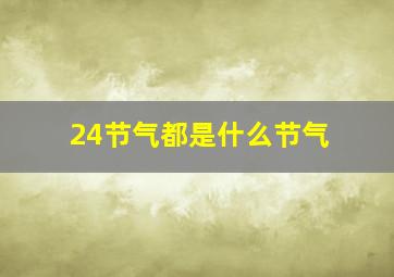 24节气都是什么节气