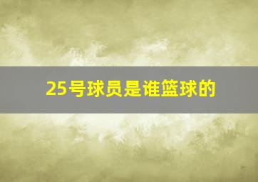 25号球员是谁篮球的