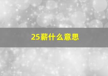 25薪什么意思