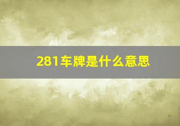 281车牌是什么意思