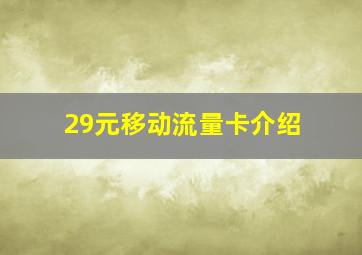 29元移动流量卡介绍