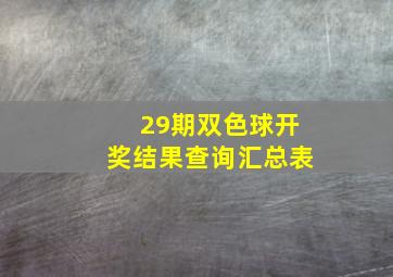 29期双色球开奖结果查询汇总表