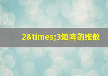 2×3矩阵的维数