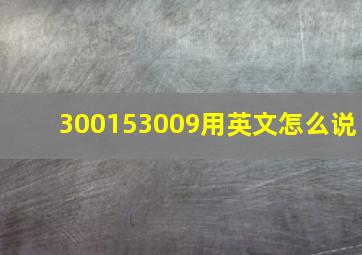 300153009用英文怎么说