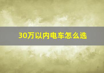 30万以内电车怎么选