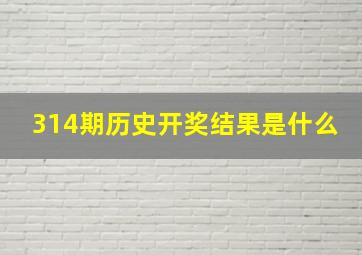 314期历史开奖结果是什么