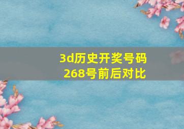 3d历史开奖号码268号前后对比