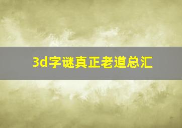 3d字谜真正老道总汇