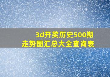 3d开奖历史500期走势图汇总大全查询表