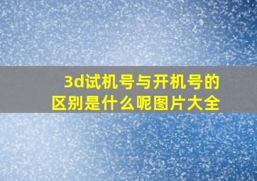 3d试机号与开机号的区别是什么呢图片大全