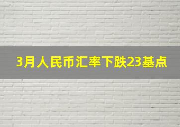 3月人民币汇率下跌23基点