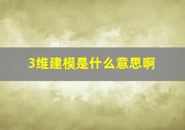 3维建模是什么意思啊