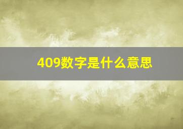 409数字是什么意思