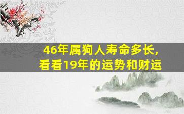 46年属狗人寿命多长,看看19年的运势和财运