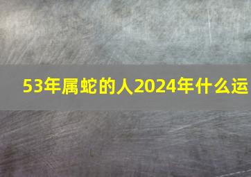 53年属蛇的人2024年什么运