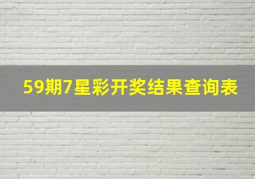 59期7星彩开奖结果查询表