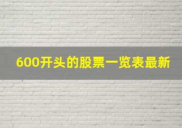 600开头的股票一览表最新