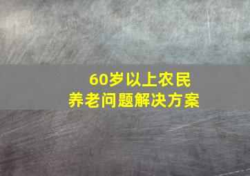 60岁以上农民养老问题解决方案