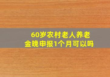 60岁农村老人养老金晚申报1个月可以吗