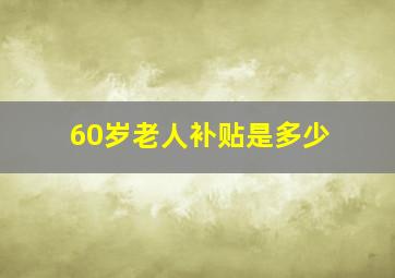 60岁老人补贴是多少