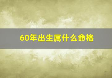 60年出生属什么命格