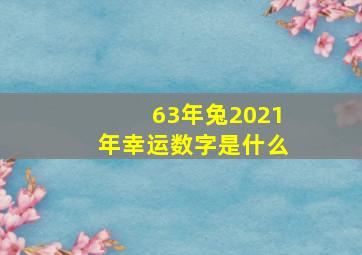 63年兔2021年幸运数字是什么