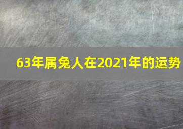 63年属兔人在2021年的运势