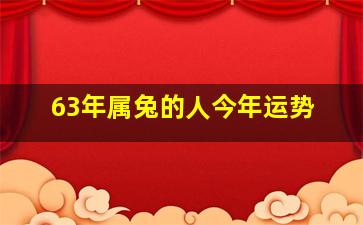 63年属兔的人今年运势